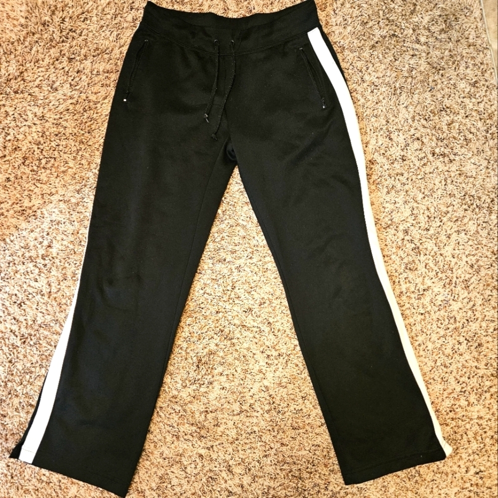 Pro Spirit Athletic Gear Black and White Track Pants Relaxed Fit